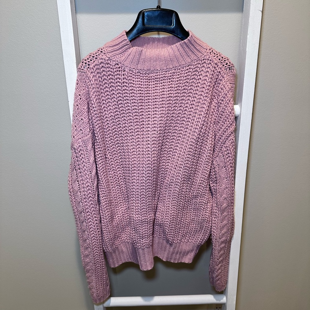 Time & Tru Pink Mock Neck Sweater, XS